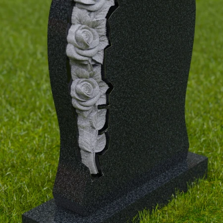 1744 - Elegant Curved Memorial Headstone with Carved Roses – A Timeless Tribute