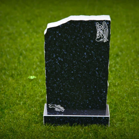 1833 - Natural-Edged Upright Headstone with Angel and Cross Design
