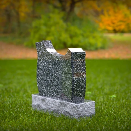 1952 - Contemporary Granite Headstone with Unique Curved Top and Polished Finish