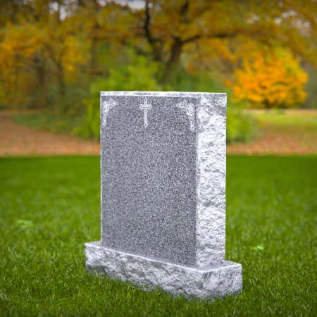 1836 - Traditional Upright Headstone with Central Cross and Floral Corner Engravings