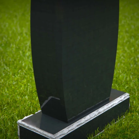 1587 - Lápida elegante de granito negro curvado - Memorial moderno y elegante