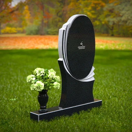 Elegant oval granite headstones with layered accents for lasting tributes.