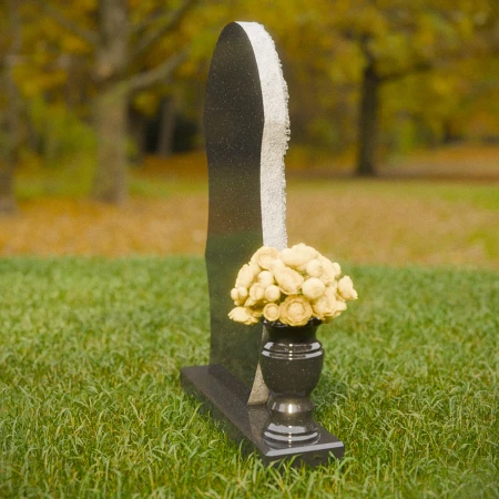 1856 - Sculpted Upright Memorial Headstone with Rustic Edge and Artistic Carving