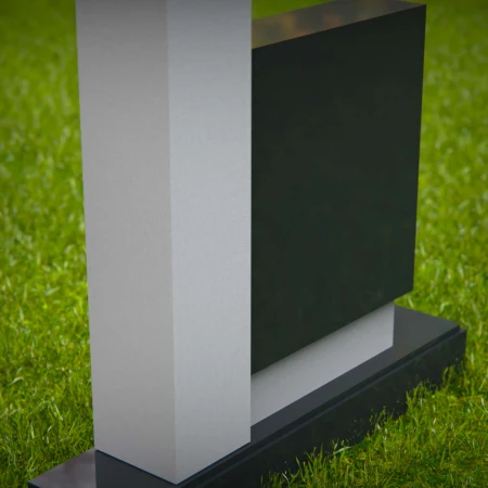 1586 - Monumento Moderno de Granito Negro y Blanco - Diseño Contemporáneo de Lápida