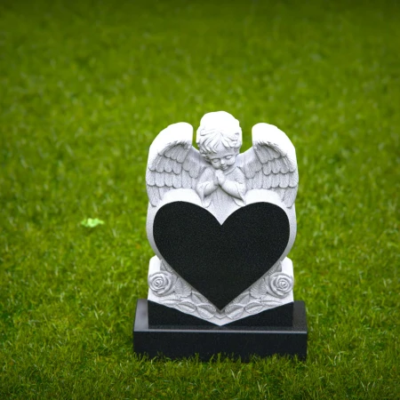 Angelic headstone near me designed with prayer and heart unity