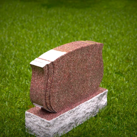 1963 - Traditioneller gebogener Granitgrabstein mit weichen Konturrändern