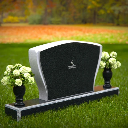 Elegant double vase headstones with contoured design for tribute.
