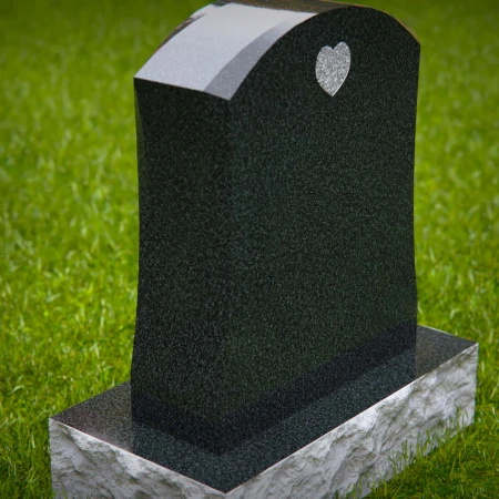 1591 - Black Granite Headstone with Heart Engraving – Elegant & Timeless Memorial