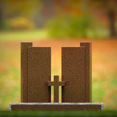 1937 - Modernes aufrechtes Denkmal mit ausgeschnittenem Kreuz und geometrischem Design