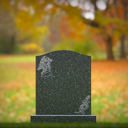 1801 - Elegantes Grabsteindesign im friedlichen Herbstfriedhof