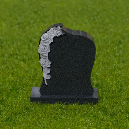 1744 - Elegant Curved Memorial Headstone with Carved Roses – A Timeless Tribute