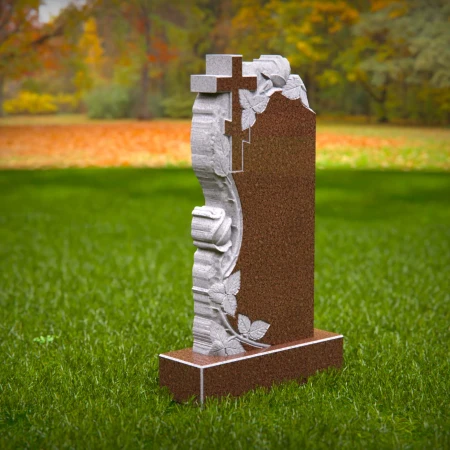 A spiritual emblem and blooming rose form this sculpted headstone prices