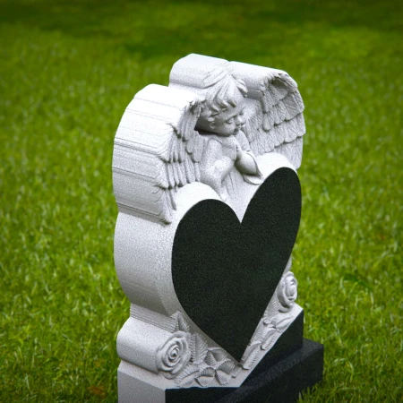 Angelic headstone near me designed with prayer and heart unity