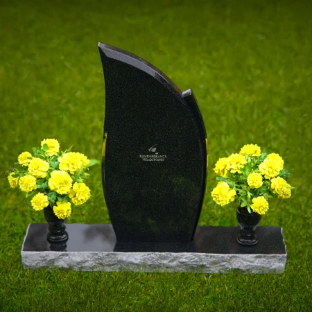 Elegant asymmetrical granite headstones crafted as unique memorial tributes.