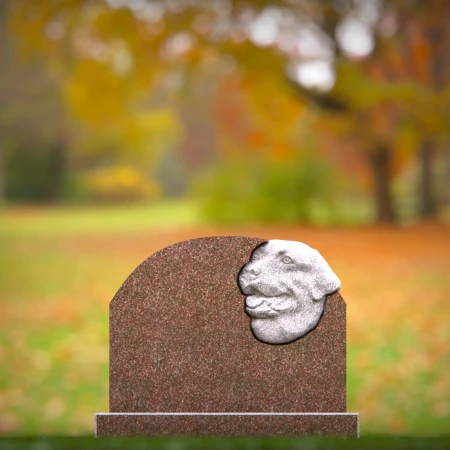 deeply personal headstone with sculpted dog detail for headstones