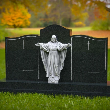 1618 - Doble lápida conmemorativa con estatua de Jesucristo