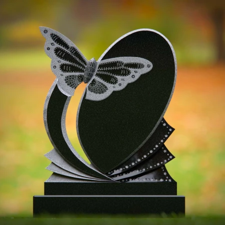1930 - Elegante Diseño de Lápida Conmemorativa con Tema de Mariposa y Libro