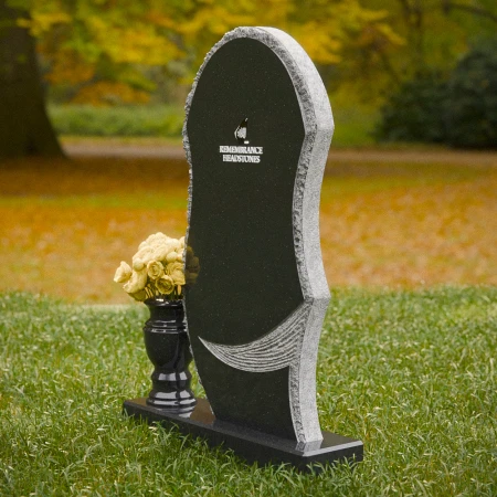 1856 - Sculpted Upright Memorial Headstone with Rustic Edge and Artistic Carving