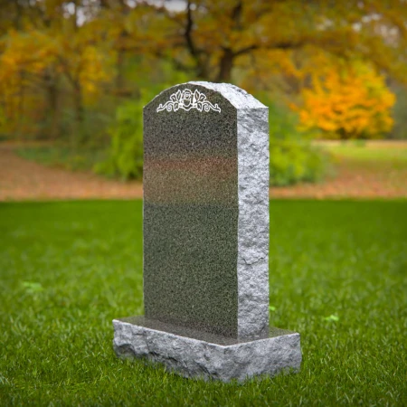 1790 - Lápida Vertical Clásica con Elegante Grabado de Rosa - Piedra Conmemorativa Personalizada