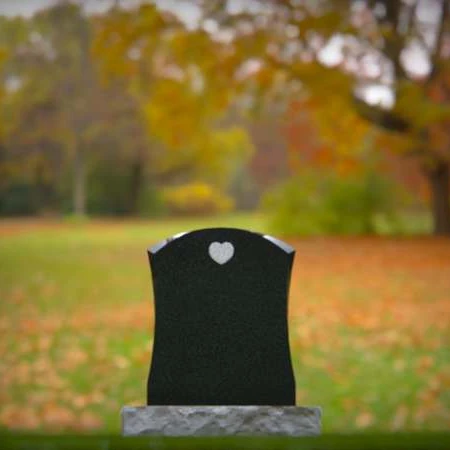 1591 - Black Granite Headstone with Heart Engraving – Elegant & Timeless Memorial