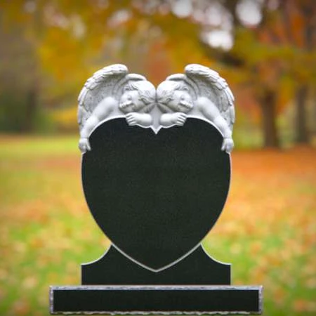 Joyful child tributes with twin angels and gentle heart motif