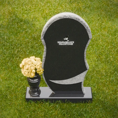 1856 - Sculpted Upright Memorial Headstone with Rustic Edge and Artistic Carving