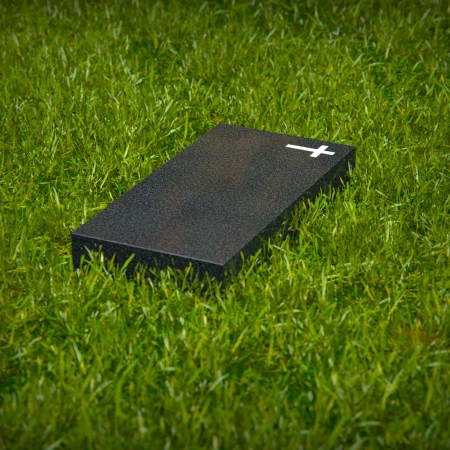 1641 - Simple & Elegant Flat Granite Grave Marker with Cross