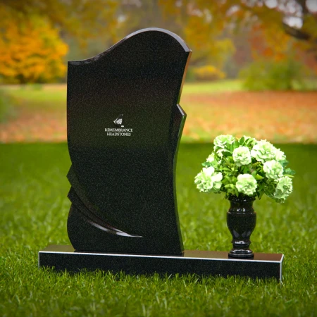 Modern asymmetrical granite headstones with elegant and unique design.