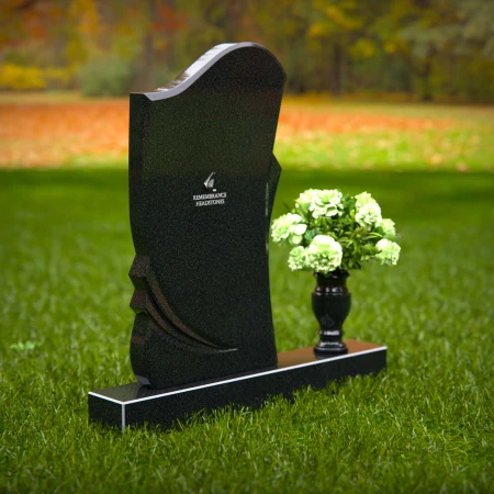 Modern asymmetrical granite headstones with elegant and unique design.