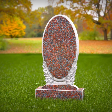 Elegant oval memorials enriched by laurel-themed headstone prices