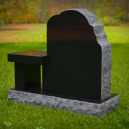 1990 - Portrait Memorial Headstone with Bench and Hummingbird Engraving