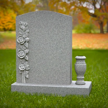 1918 - Upright Monument with Vertical Rose Carving