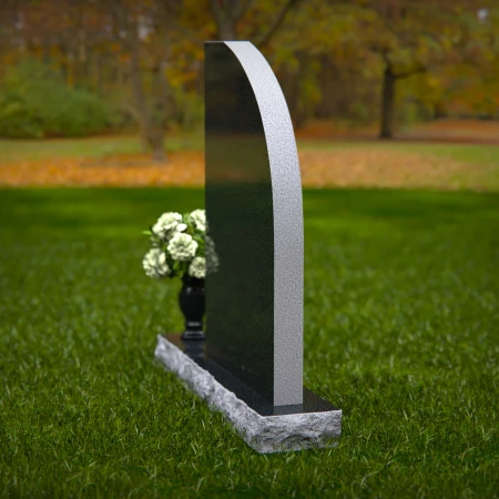 Modern curved memorial headstones with dual-tone finish for elegant tribute.