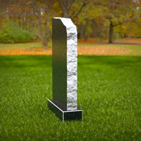 1833 - Natural-Edged Upright Headstone with Angel and Cross Design