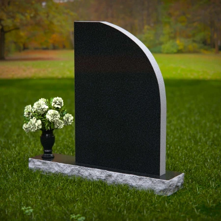 Modern curved memorial headstones with dual-tone finish for elegant tribute.