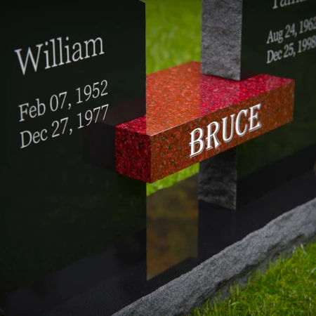 1994 - Unique Dual Headstone Memorial with Connecting Centerpiece Nameplate