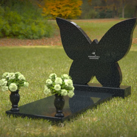 Butterfly-shaped headstones symbolizing eternal freedom and remembrance.