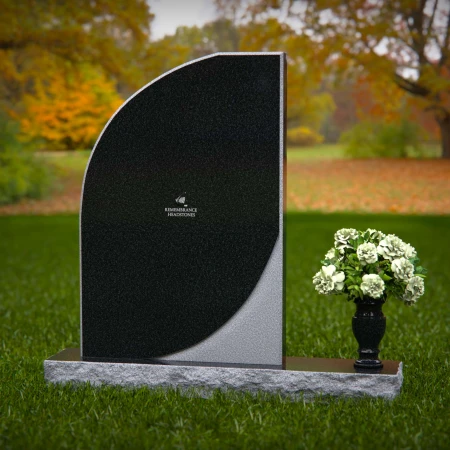 Modern curved memorial headstones with dual-tone finish for elegant tribute.