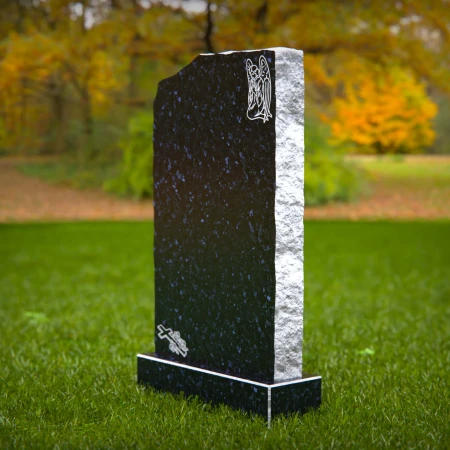 1833 - Natural-Edged Upright Headstone with Angel and Cross Design
