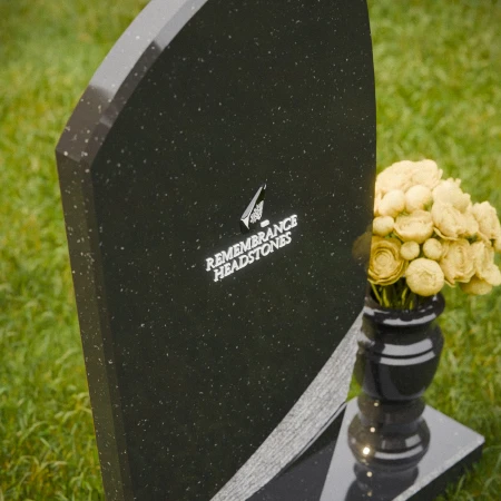 1844 - Modern Upright Headstone with Sleek Curved Profile and Wave Detail