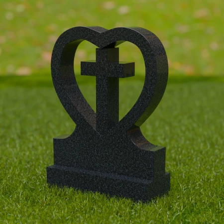 1742 - Lápida Conmemorativa en forma de Corazón con Cruz - Un Símbolo de Amor y Fe
