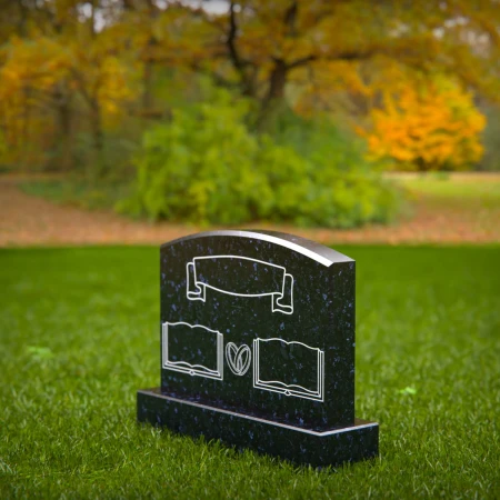 1791 - Companion Headstone with Scroll, Open Book, and Heart Engravings – Customizable Memorial