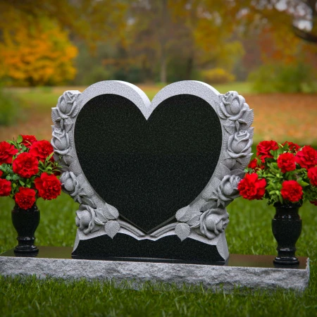 1837 - Heart-Shaped Companion Monument with Rose Carvings