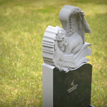 Black granite sleeping angel headstone for memorials