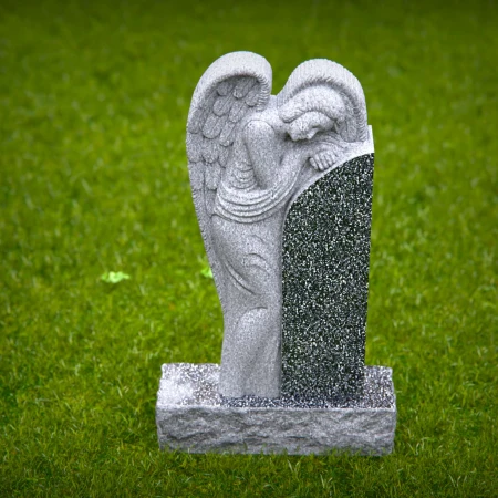 Artisan-crafted angel expresses warmth and memory in headstone near me