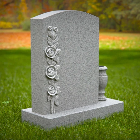 1918 - Upright Monument with Vertical Rose Carving