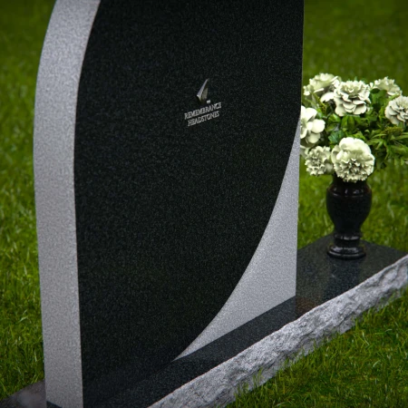 Modern curved memorial headstones with dual-tone finish for elegant tribute.