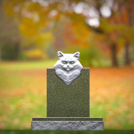 pet headstone showcasing realistic 3D cat image for grave markers