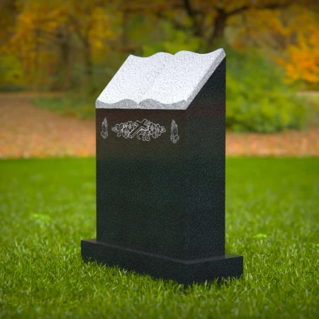 1600 - Book-Shaped Memorial Headstone with Religious Engravings