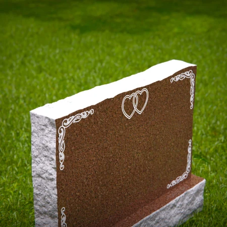 1810 - Companion Headstone with Interlocking Hearts and Decorative Borders